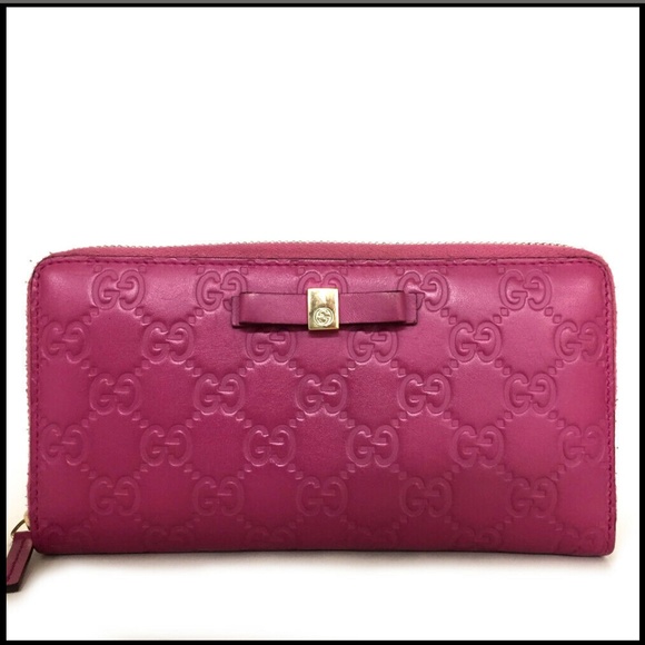 Gucci Handbags - GUCCI Shima GG Logo Leather Zip Around Zippy Wallet